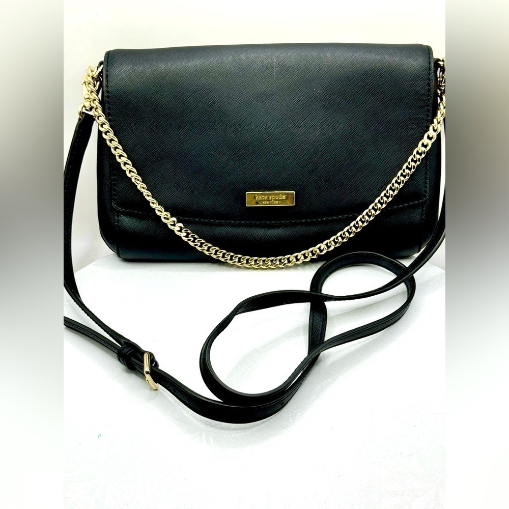 Kate Spade New York Laurel Way Greer Black Leather Chain Strap Crossbody Bag‎